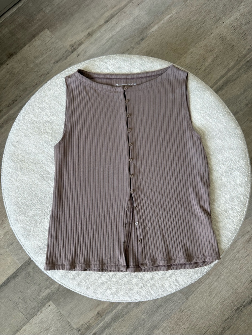 Abercrombie & Fitch Ribbed Button-Front Tank - Taupe